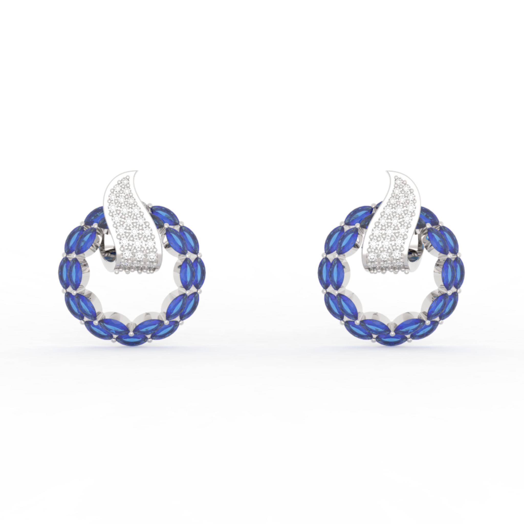 Sterlyn Blue Stone Unique Stud Earrings, Hallmarked 925 Sterling Silver